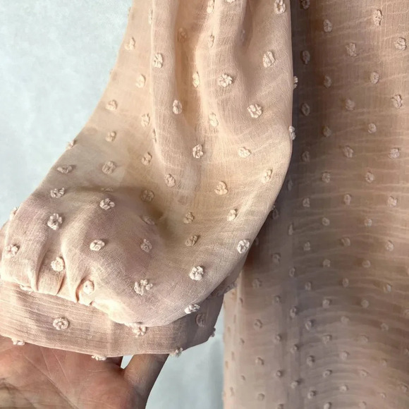 Luna Rae 1/2 Sleeve Tufted Tie Neck Pink Blouse Size Large - Picture 4 of 12